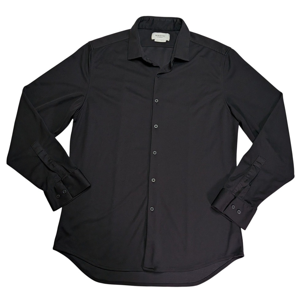 Ministry of Supply Apollo Shirt XL Slim Black Outlast Polyester Mens Button Down
